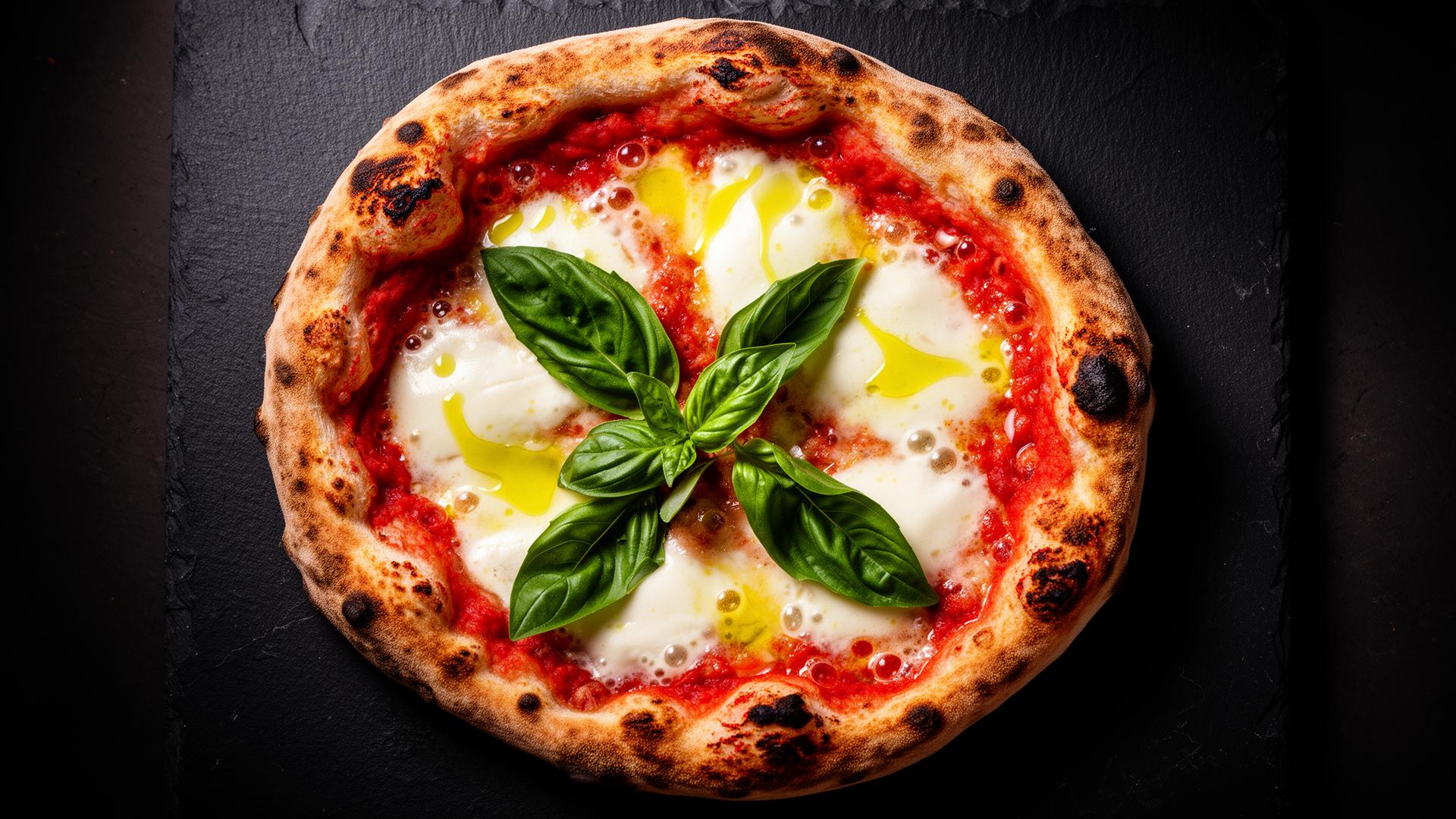 Wood-fired Margherita pizza